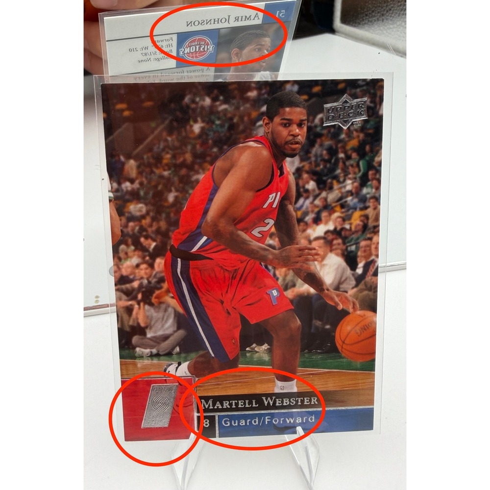 2009-10 Upper Deck Amir Johnson Martell Webster Error Card 51 Pistons Blazers